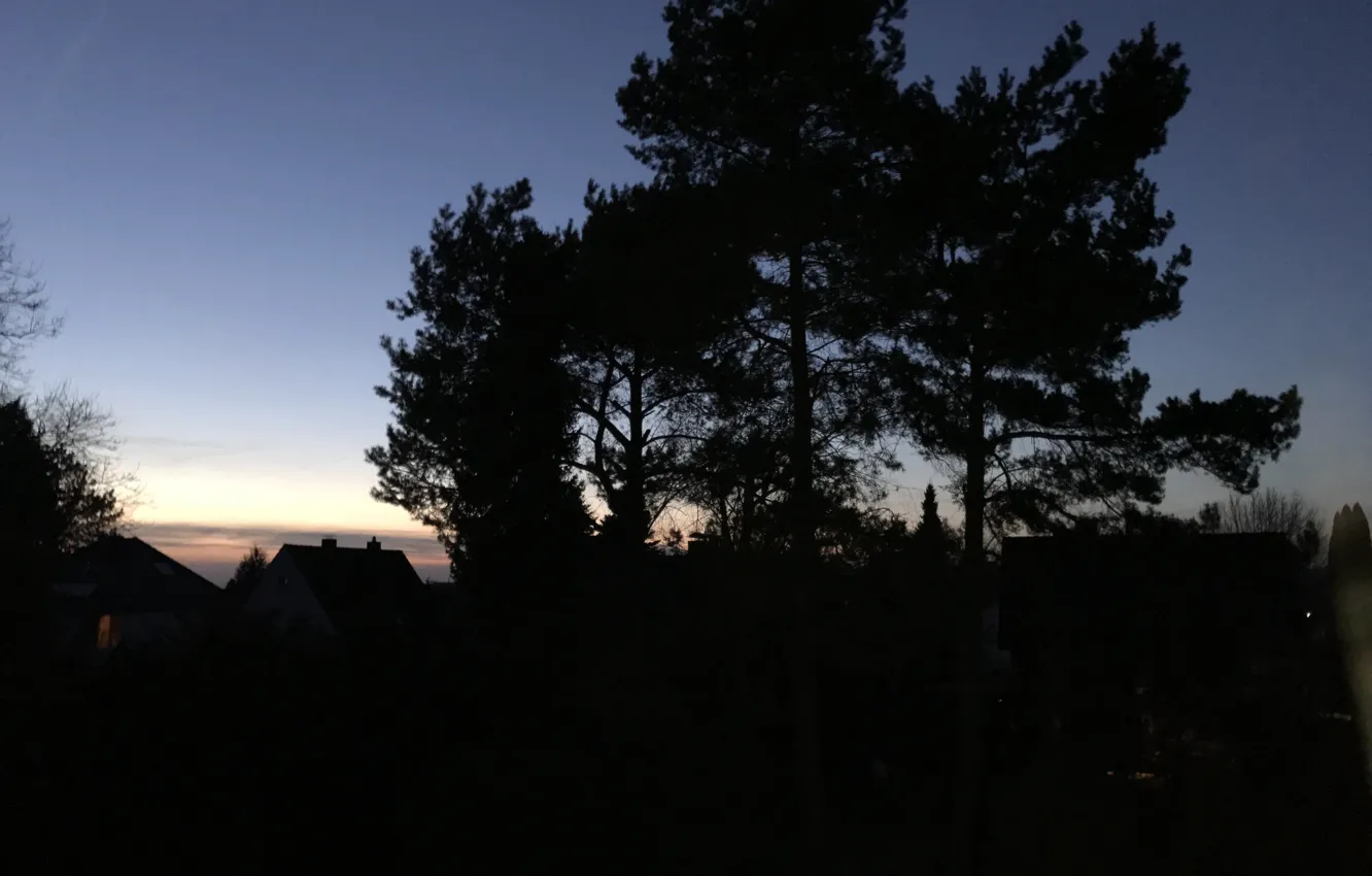 Фото обои Sky, Trees, Houses, Sun Goes Down, Photography by Tom
