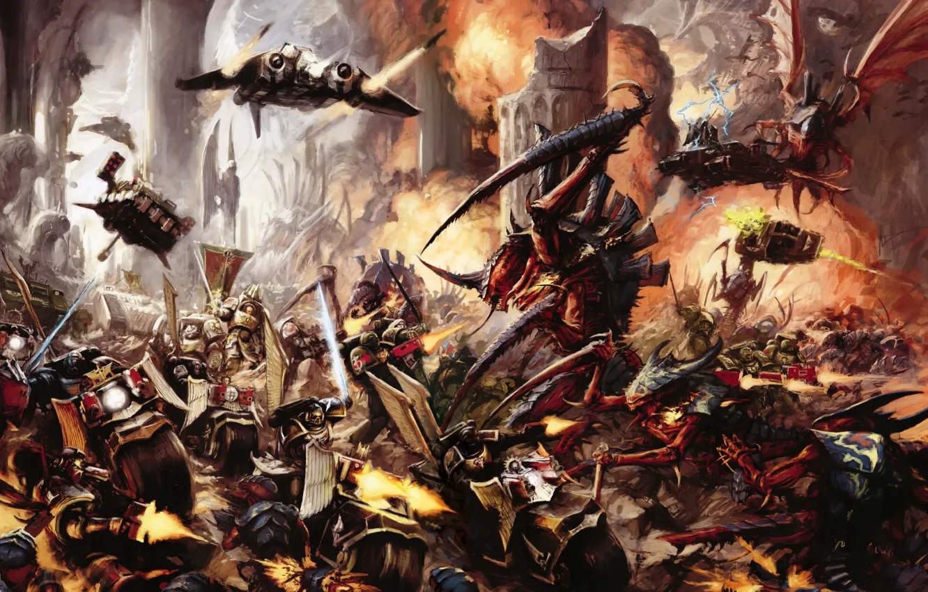 Фото обои Warhammer, тираниды, dark angel, warhammer 40 000, tyranids, темные ангелы