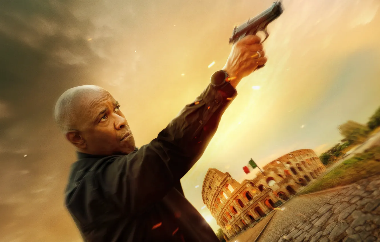 Фото обои Пистолет, Мужчина, Denzel Washington, Дензел Вашингтон, Боевик, Негр, Триллер, 2023