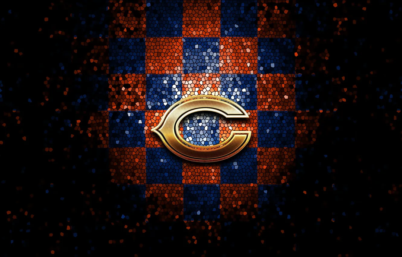 Фото обои wallpaper, logo, Sport, nfl, glitter, checkered, Chicago Bears