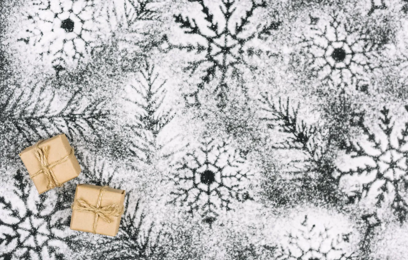 Фото обои зима, снег, украшения, снежинки, фон, Новый Год, Рождество, Christmas
