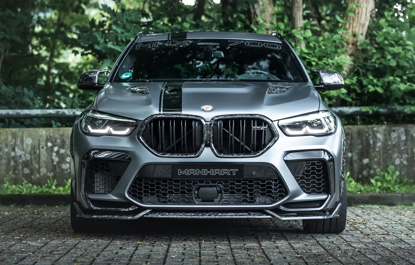 Фото обои BMW, X6M, Front, Grey, BMW X6, Face, Manhart, MHX6