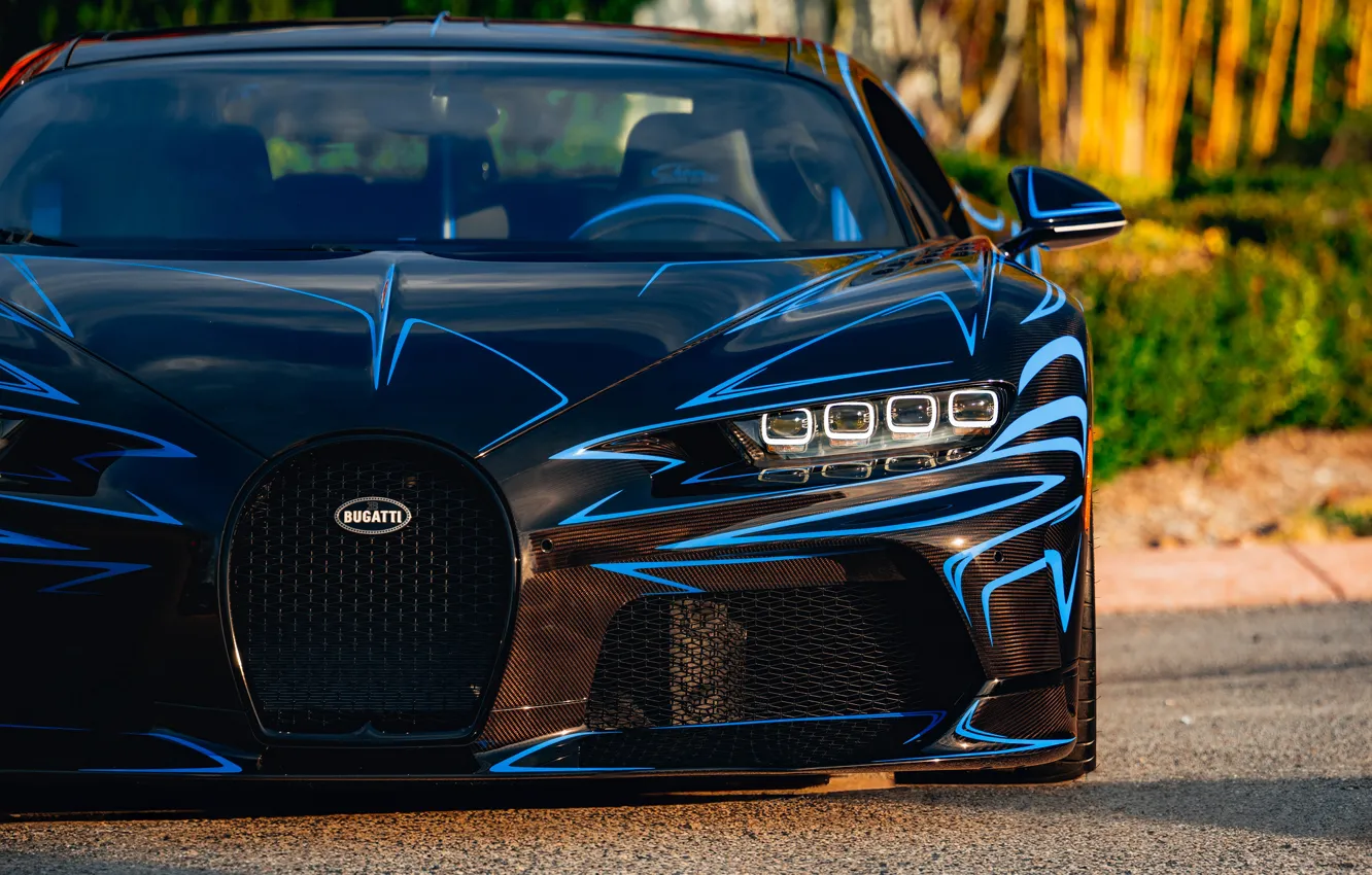 Фото обои Bugatti, headlights, grille, Chiron, Bugatti Chiron Super Sport Coup de Foudre