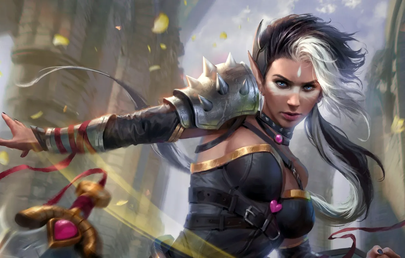 Фото обои взгляд, девушка, руки, эльфийка