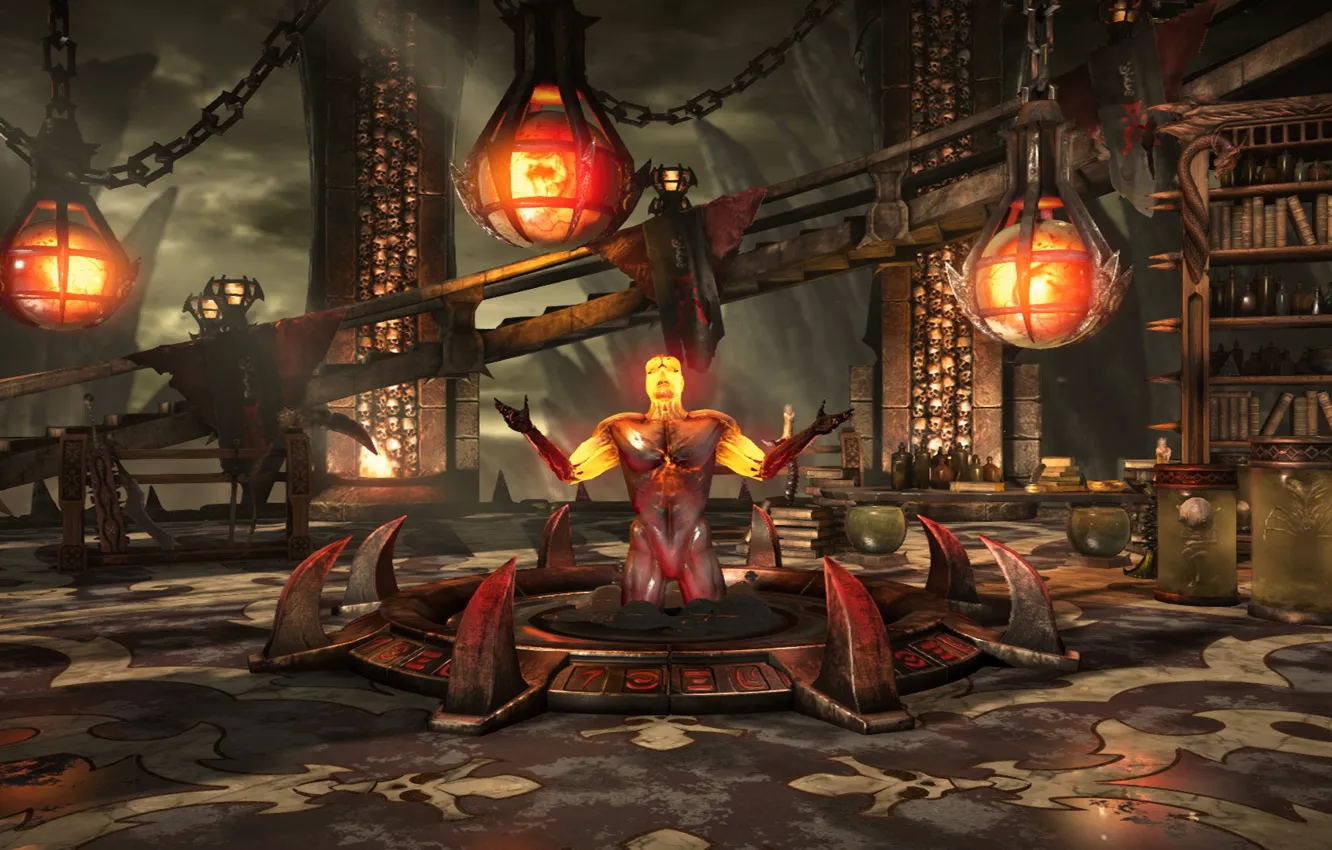 Фото обои fortress, Mortal Kombat X, Quan Chi, Netherrealm