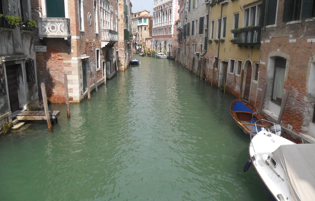 Фото обои лодки, Италия, Венеция, канал, Italy, Venice, Italia, Venezia