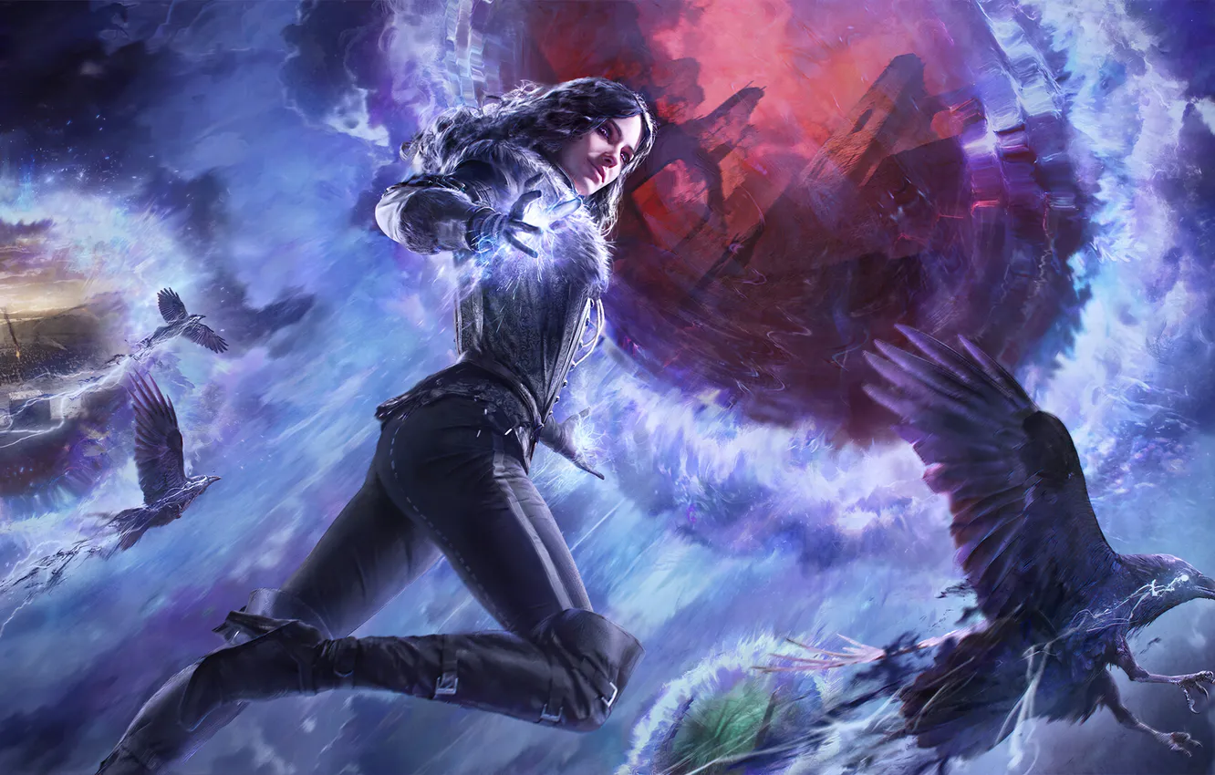 Фото обои Portal, Fantasy, crow, Magic, Witcher, Fan Art, The Witcher 3 Wild Hunt, Ведьмак 3: Дикая …