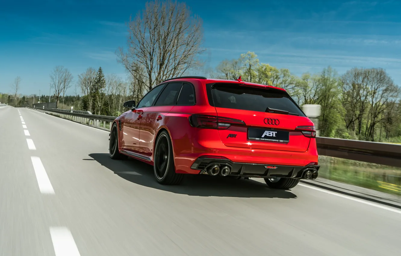 Фото обои Audi, скорость, вид сзади, 2018, ABT, RS4, RS4-R