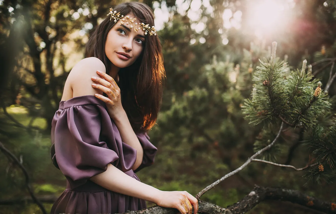 Фото обои взгляд, девушка, поза