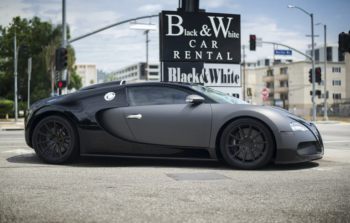 Фото обои Bugatti, Veyron, Car, Black, Rental, &ampamp; White