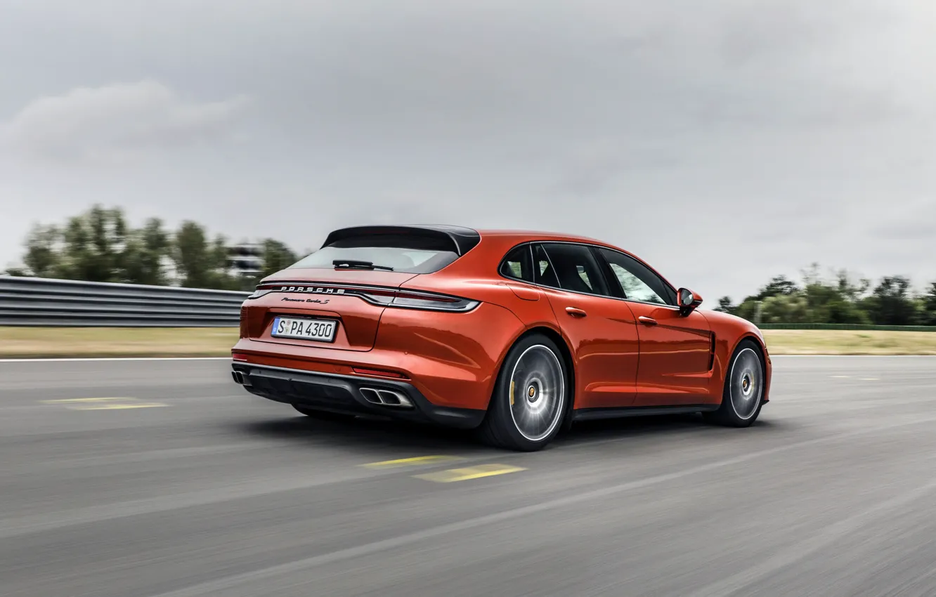 Фото обои Porsche, Panamera, универсал, на трассе, 2021, Panamera Turbo S Sport Turismo