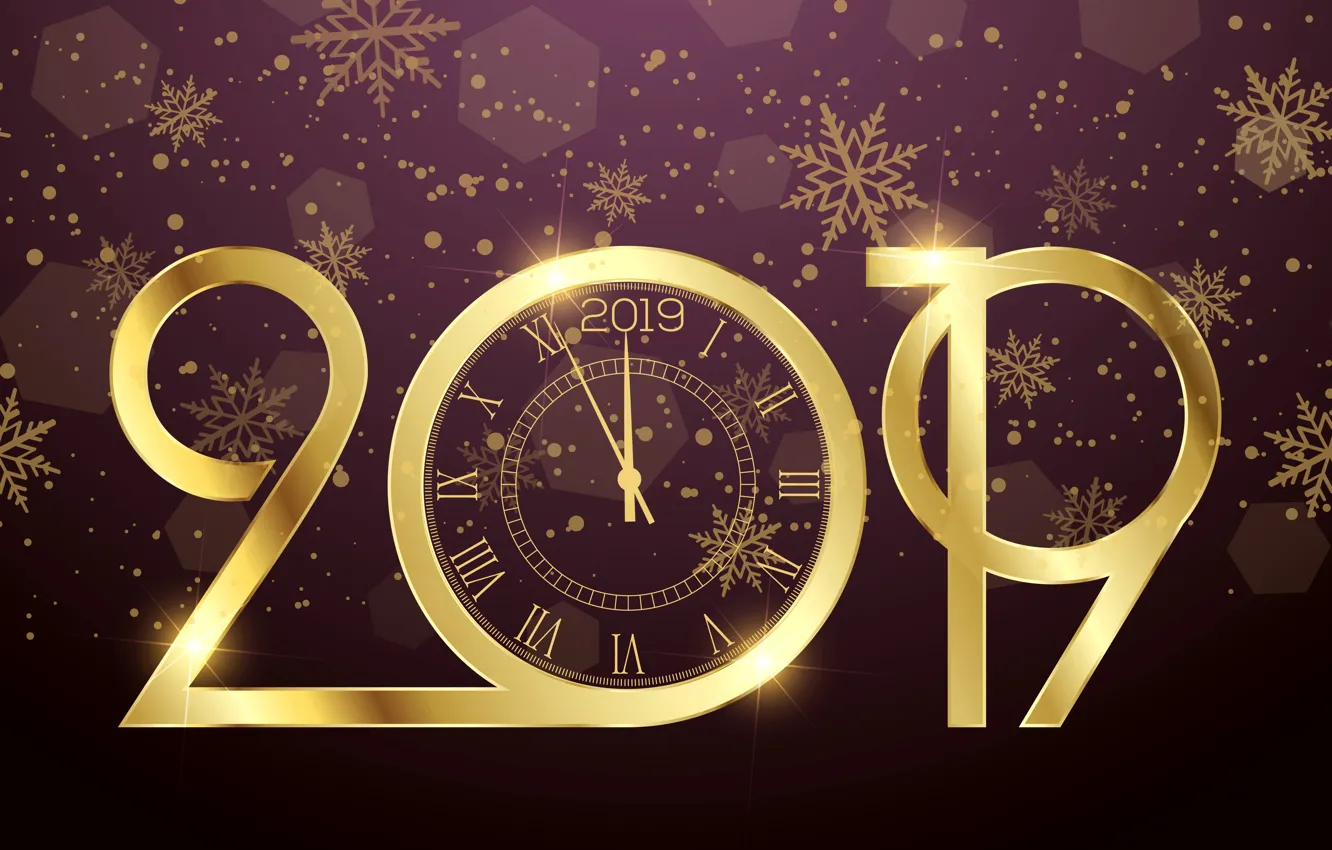 Фото обои золото, Новый Год, цифры, golden, background, New Year, purple, Happy