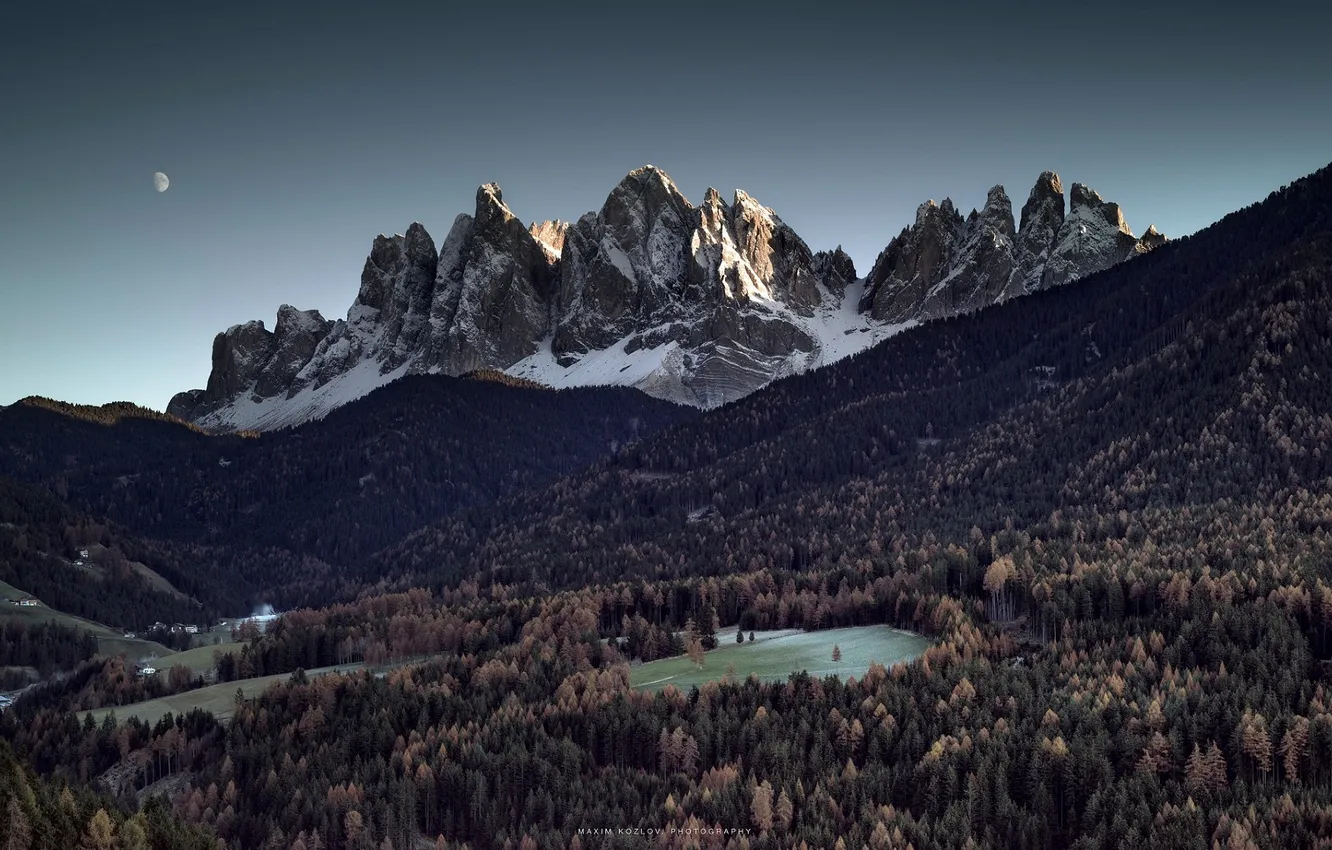 Фото обои forest, trees, landscape, Italy, nature, mountains, snow, Dolomites