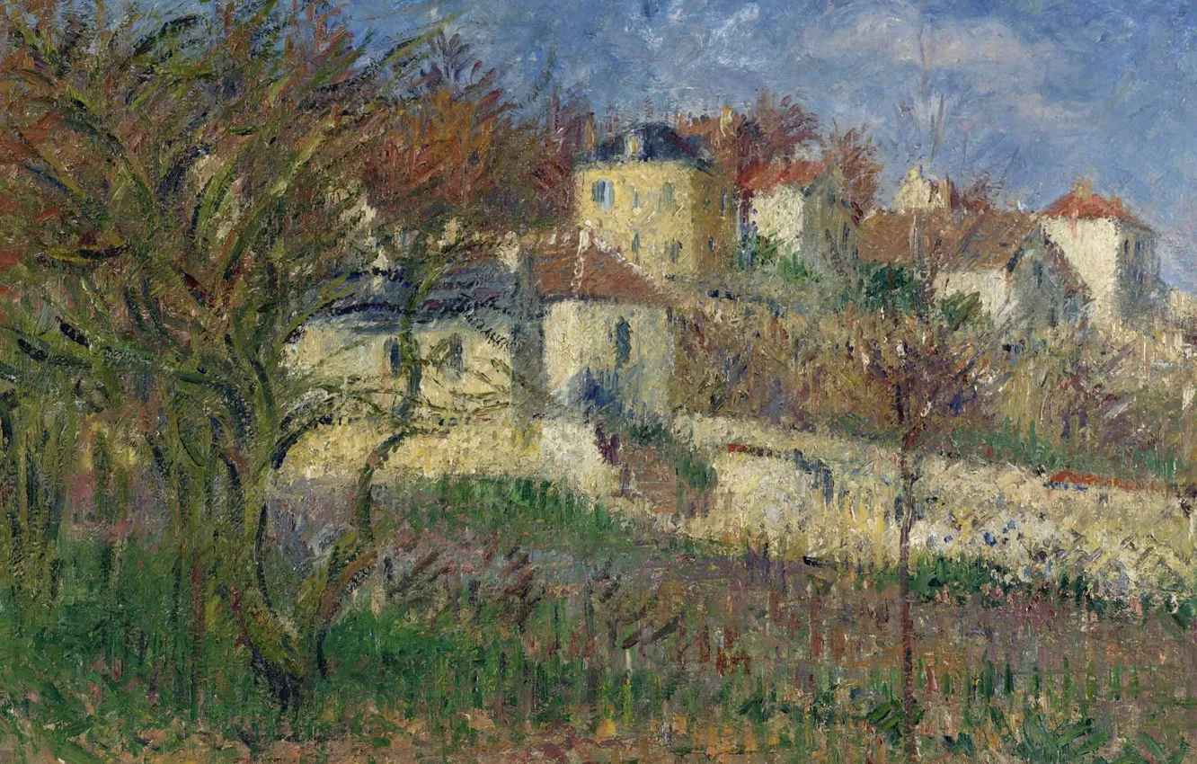 Фото обои пейзаж, дома, картина, Гюстав Луазо, Gustave Loiseau, Холмы Эрмитажа. Понтуаз