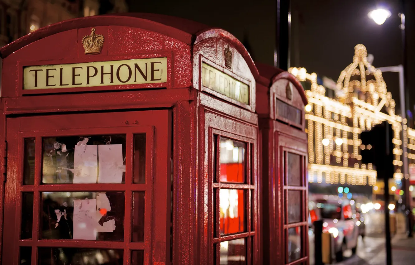 Фото обои Лондон, символ, телефон, будка, красная, photo, photographer, телефонная