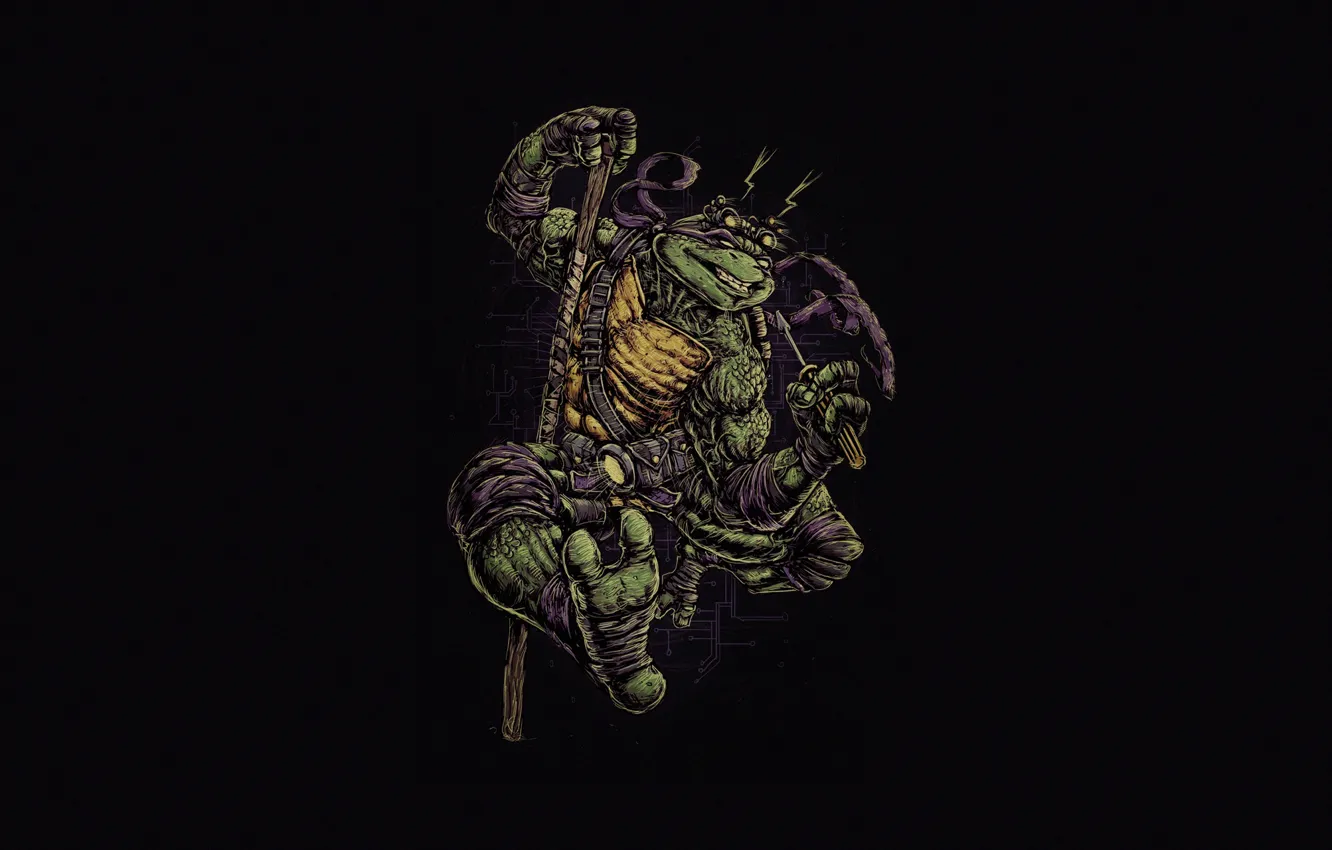 Фото обои Минимализм, Стиль, Фон, Черепашки-ниндзя, Art, Style, TMNT, Donatello