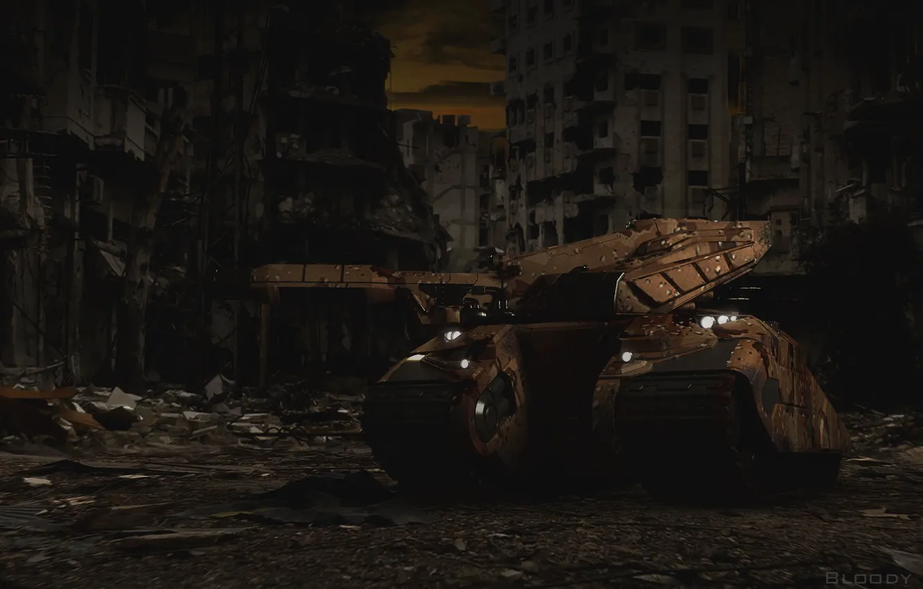Фото обои танк, руины, 2.0, Tanki Online, танки онлайн