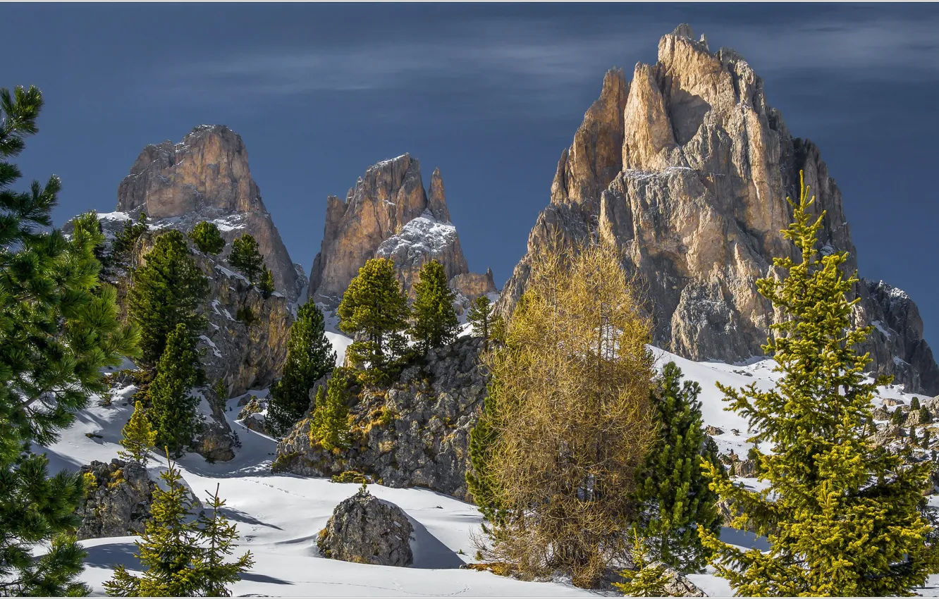 Фото обои зима, горы, Альпы, Италия