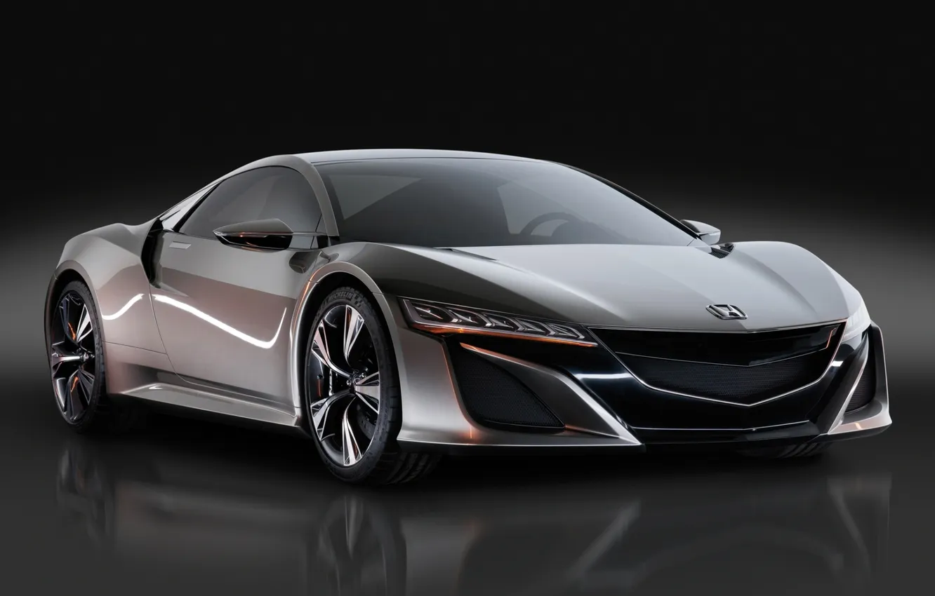 Фото обои отражение, concept, суперкар, honda, хонда, передок, nsx, нсикс