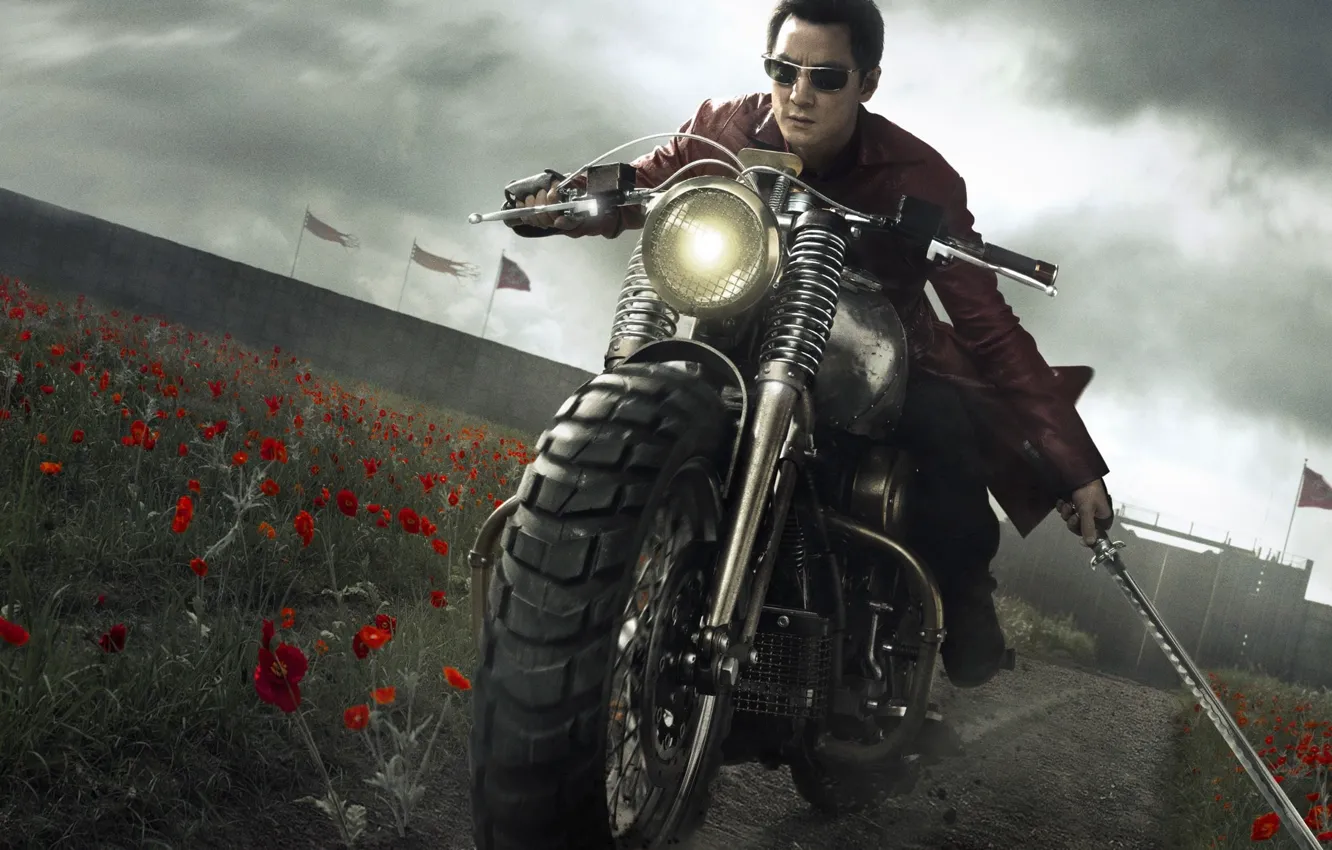 Фото обои sword, flower, katana, man, ken, blade, assassin, superbike