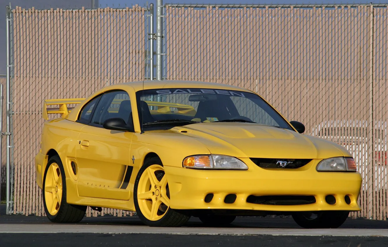 Фото обои авто, жёлтый, сетка, Mustang
