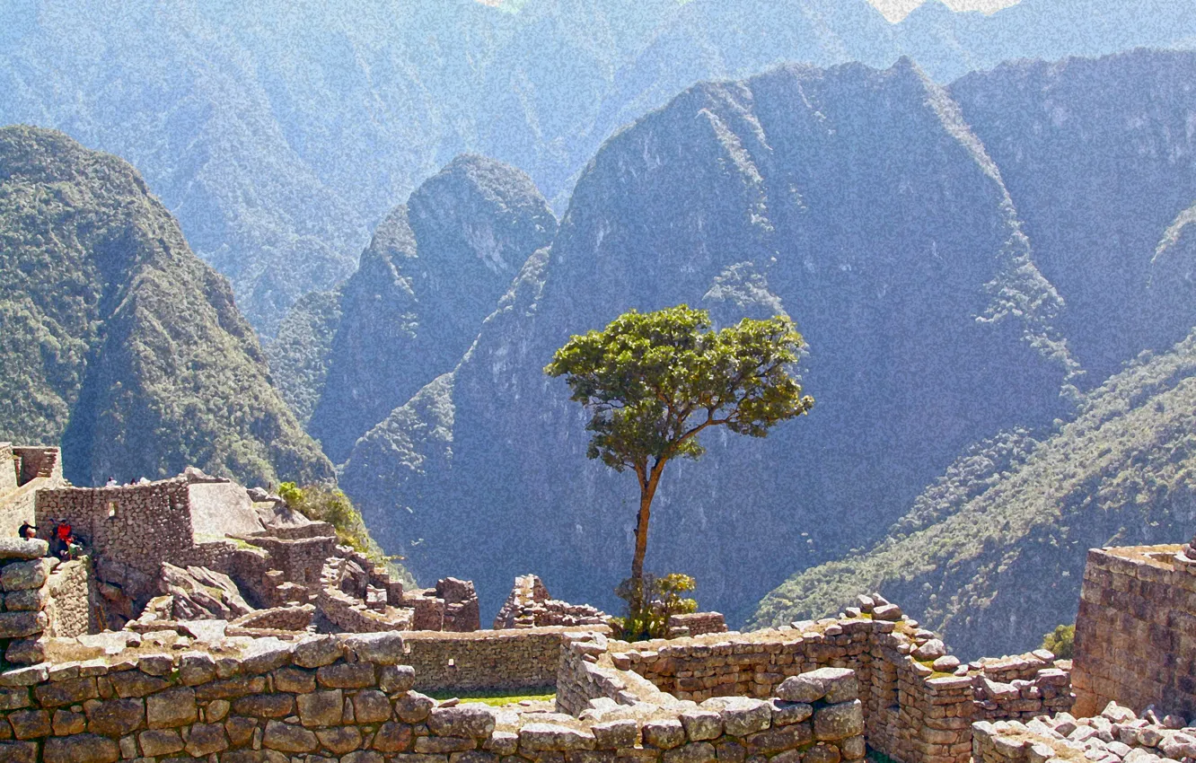 Фото обои Горы, Пейзаж, древний город, Перу, Мачу-Пикчу