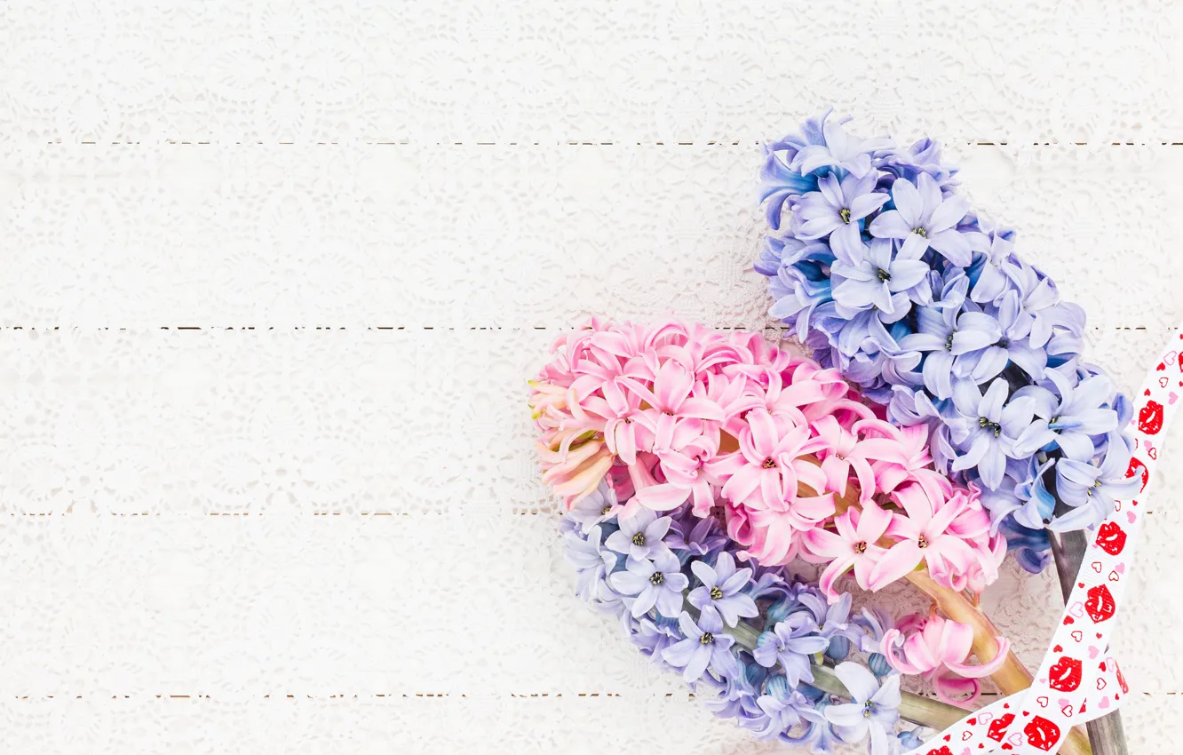 Фото обои цветы, букет, розовые, blue, pink, flowers, гиацинты, hyacinths
