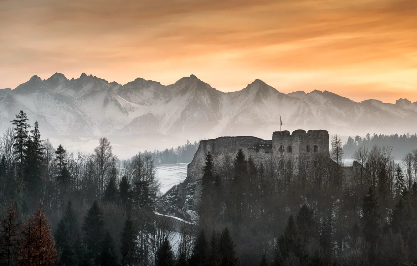Фото обои Poland, Tatra mountains, Czorsztyn castle