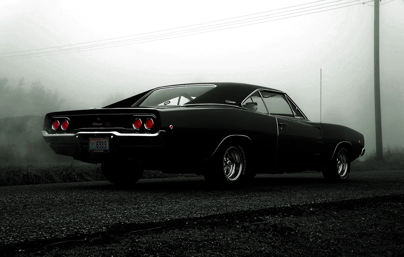 Обои чёрный, black, dodge, charger, r/t, 1968, додж чарджер, мускур кар ...