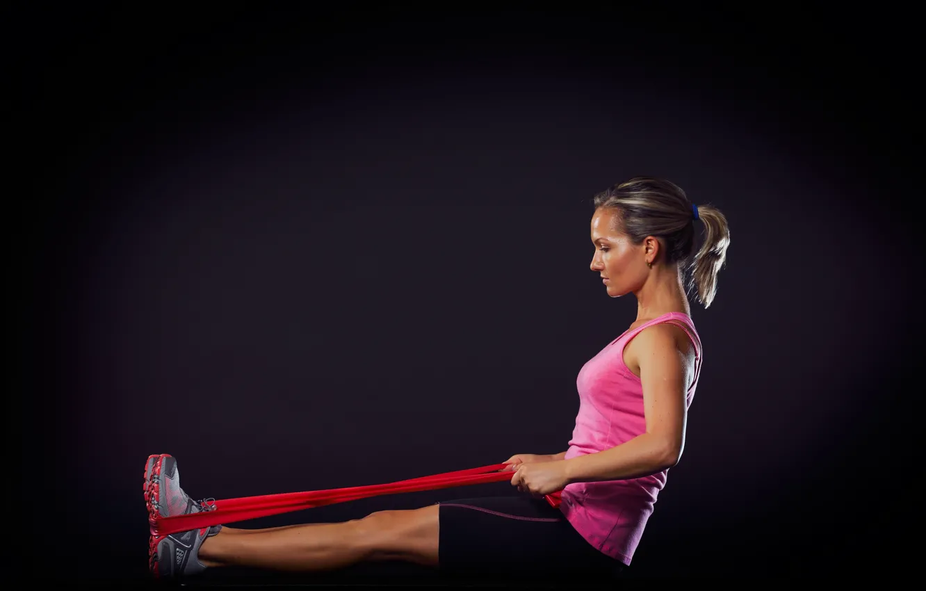 Фото обои pose, sportswear, pilates, elongation, elastic band