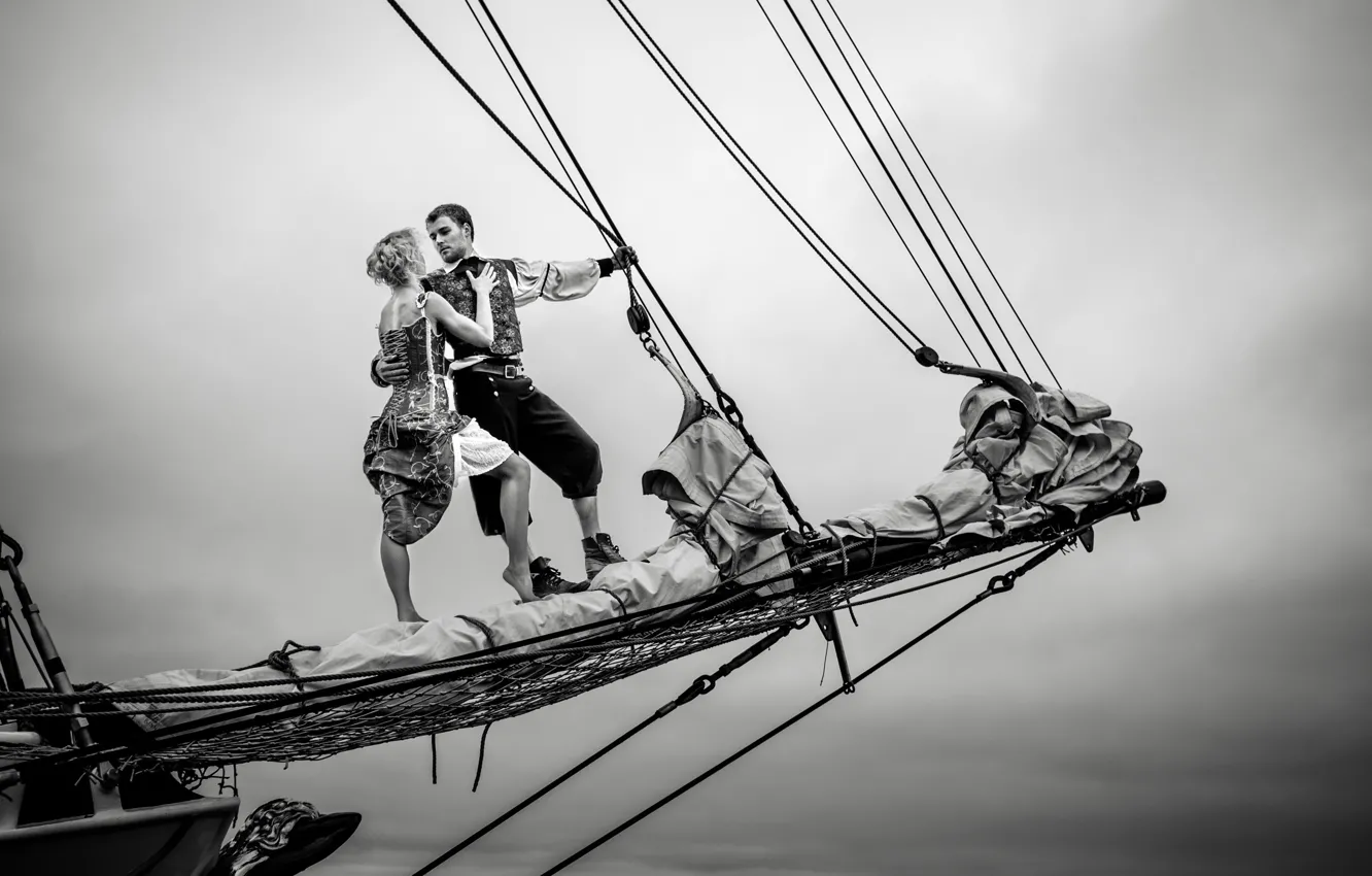 Фото обои love, couple, cloudy, sailing, sail