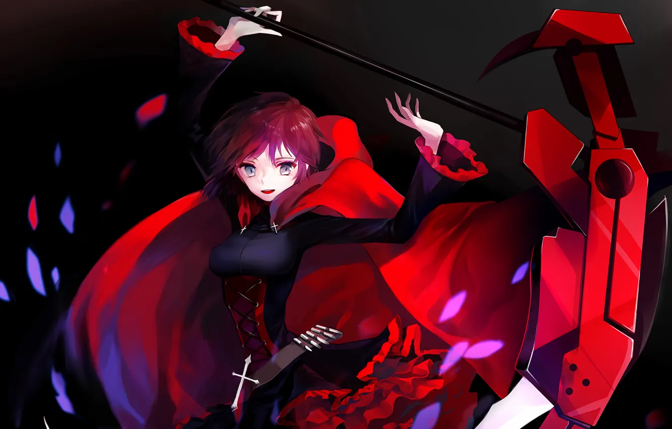 Фото обои девушка, крест, коса, RWBY, Ruby Rose