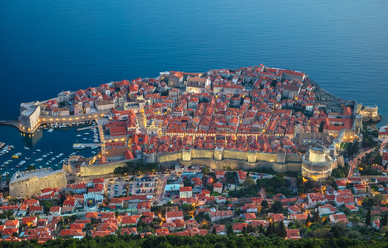 Фото обои море, здания, дома, панорама, Хорватия, Croatia, Дубровник, Dubrovnik
