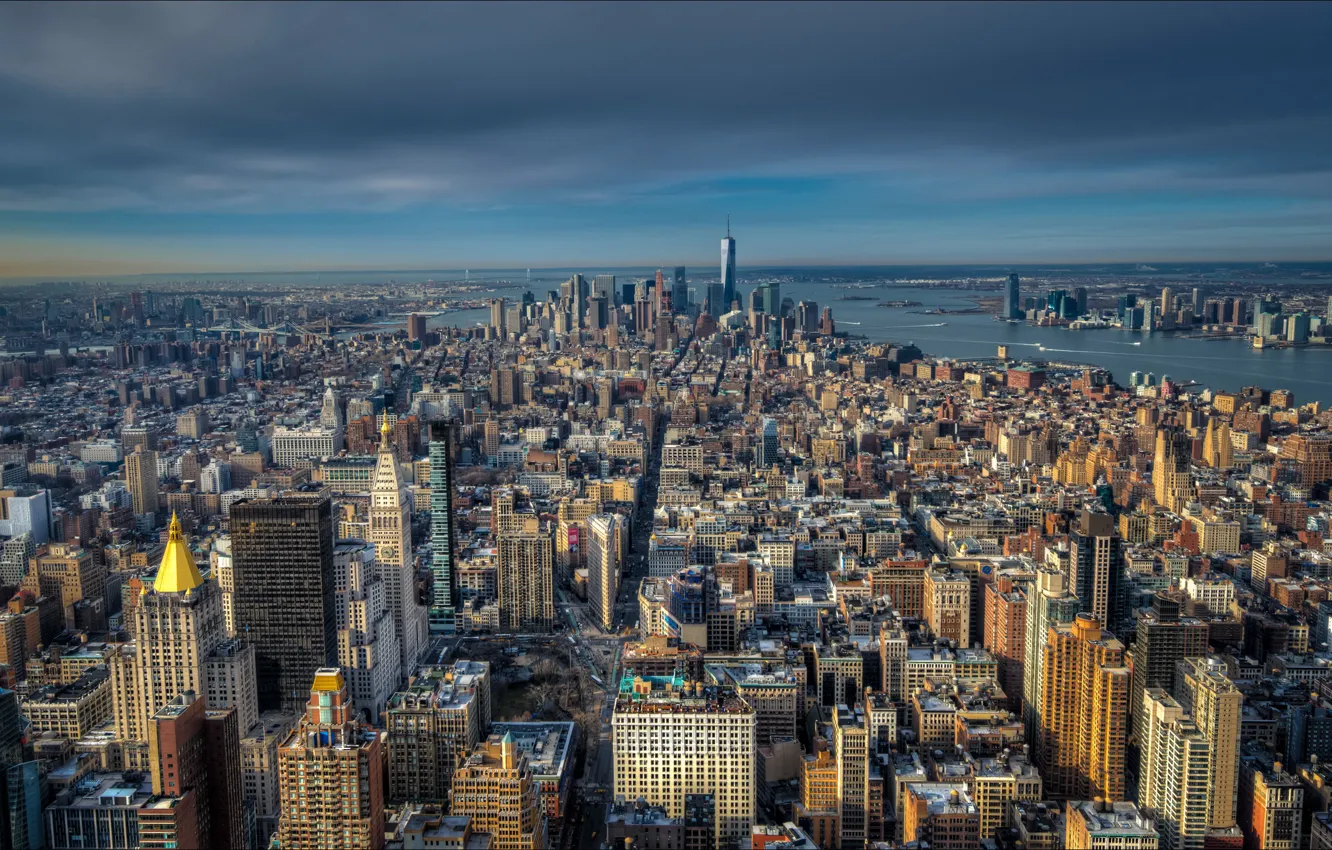 Фото обои Нью-Йорк, панорама, США, Манхэттен