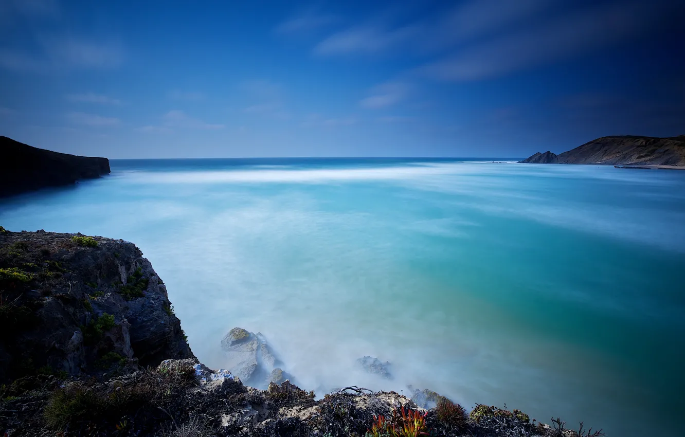 Фото обои пейзаж, океан, скалы, Португалия, Portugal, Atlantic Ocean, Algarve