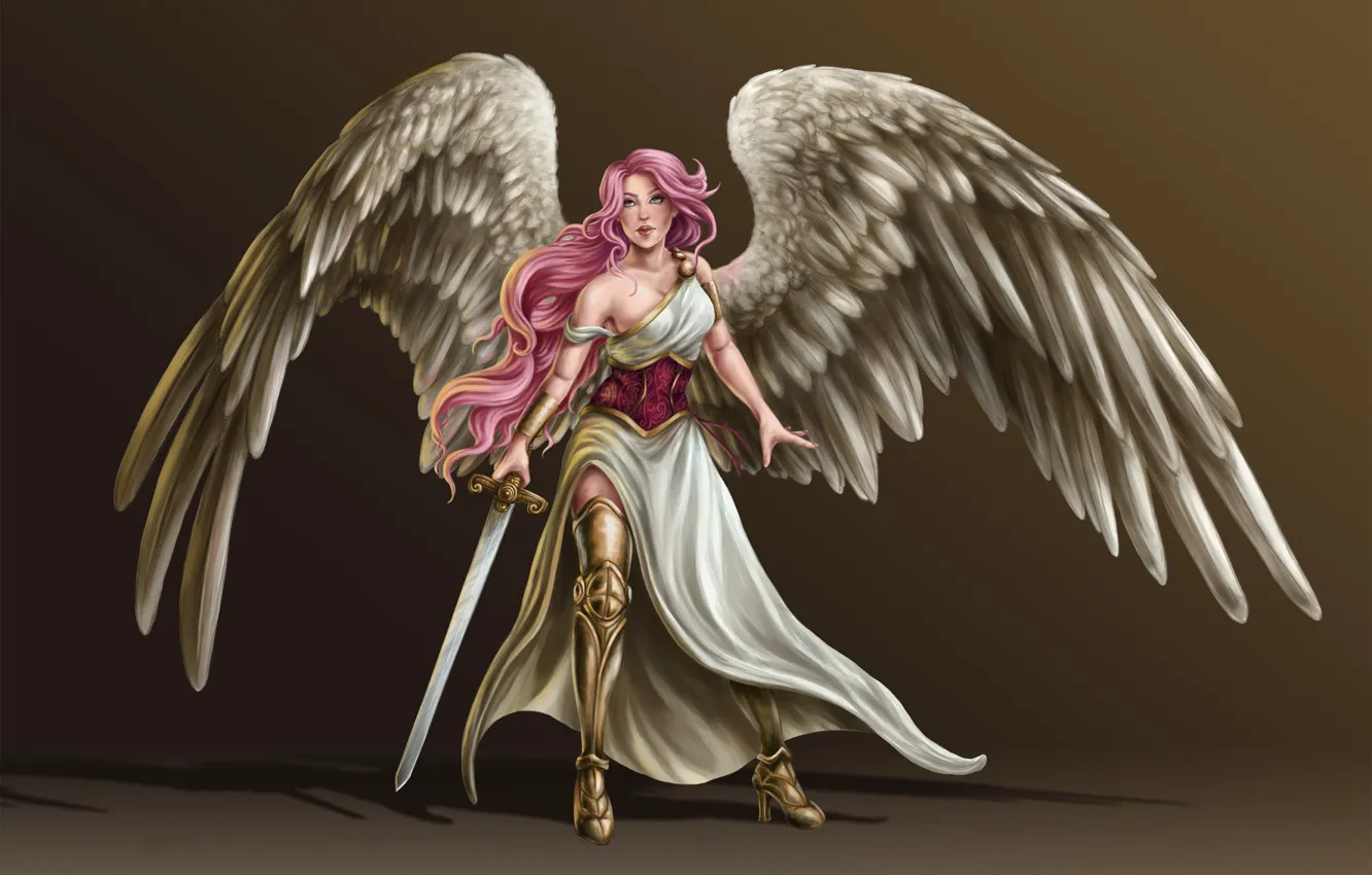 Фото обои девушка, крылья, ангел, меч