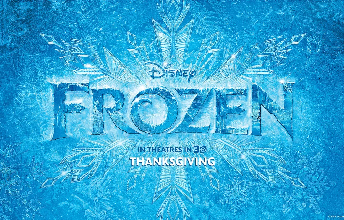 Фото обои зима, узоры, мультфильм, лёд, Frozen, Disney, постер, снежинка