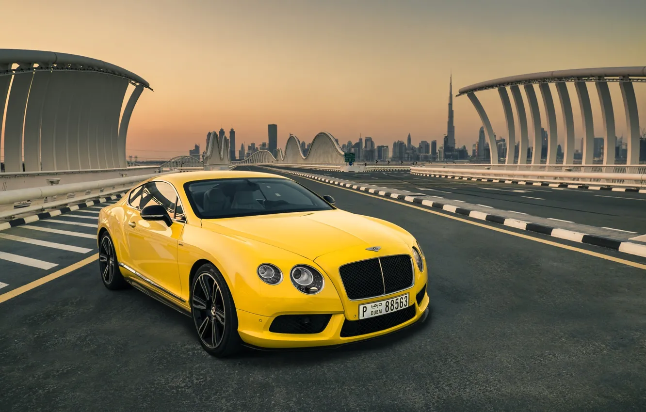 Фото обои Bentley, Continental, Car, Yellow, Luxury, Dudai