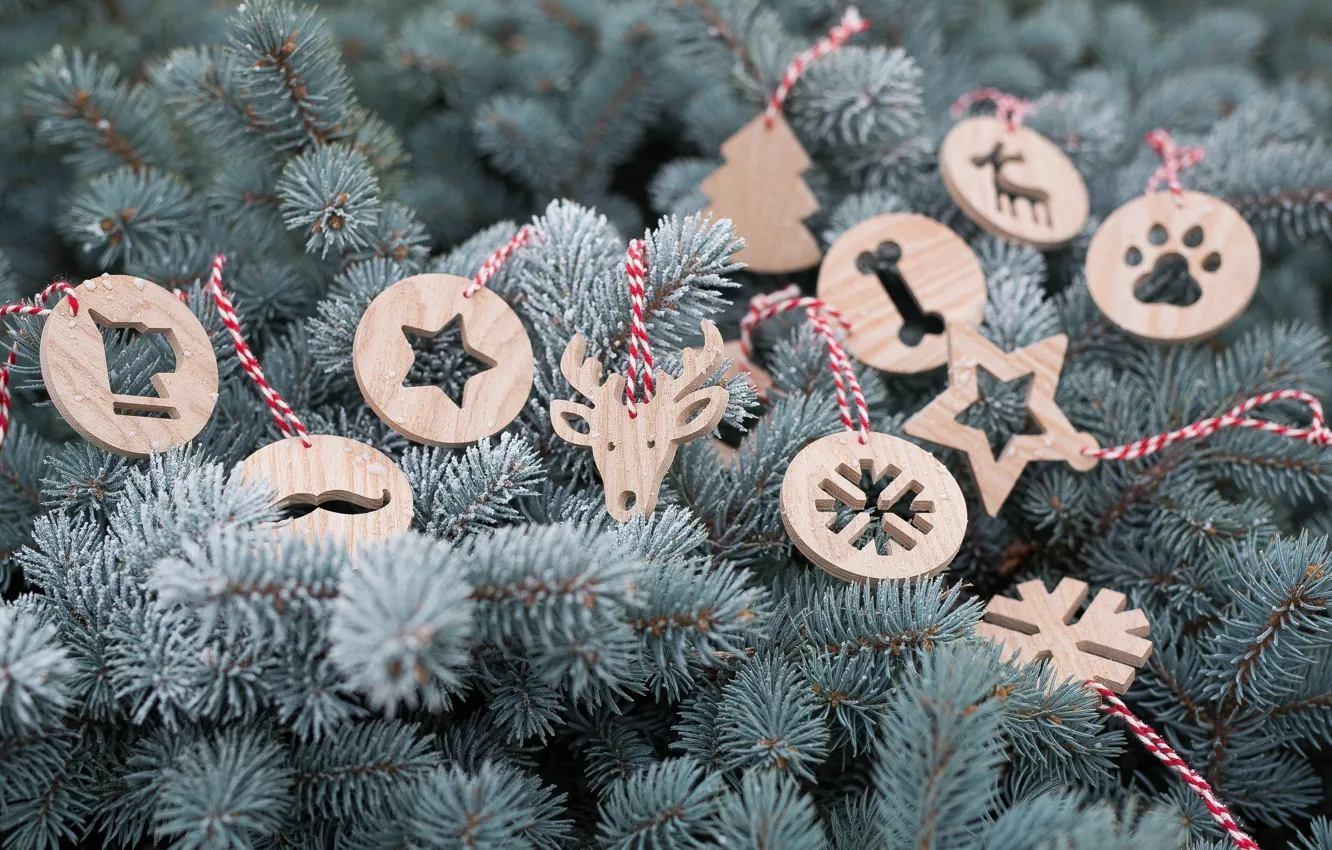 Фото обои праздник, Новый Год, christmas, Ёлка, New Year, Christmas tree, decorations, Wooden