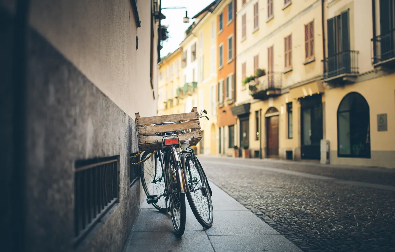 Фото обои велосипед, улица, колеса