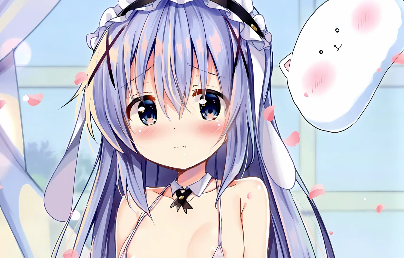 Фото обои girl, sexy, lingerie, bra, cleavage, long hair, boobs, anime