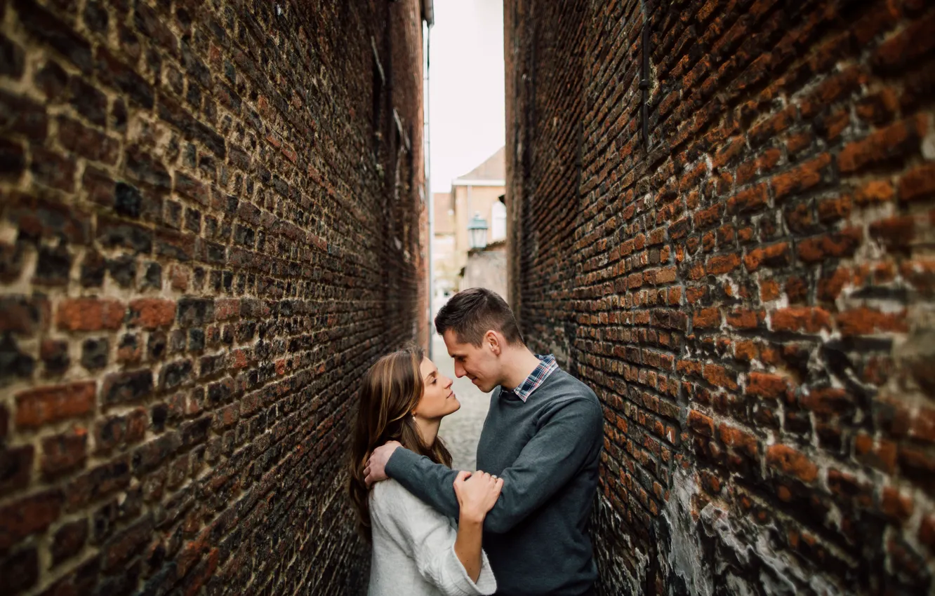 Фото обои love, walls, couple, alley