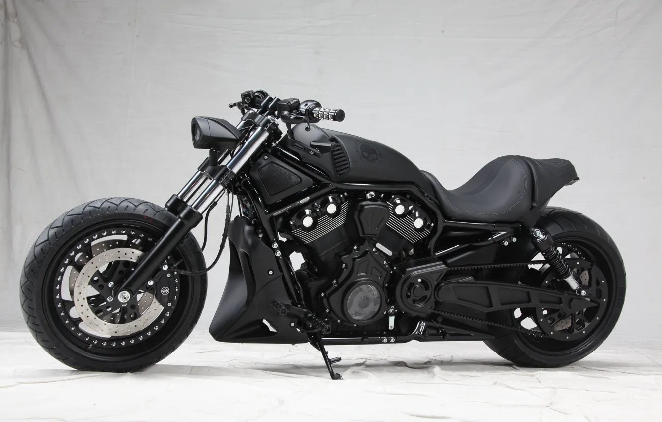 Фото обои Black, Bike, Harley-Davidson, Custom
