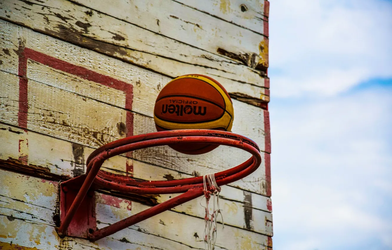 Фото обои стиль, мяч, кольцо, баскетбол