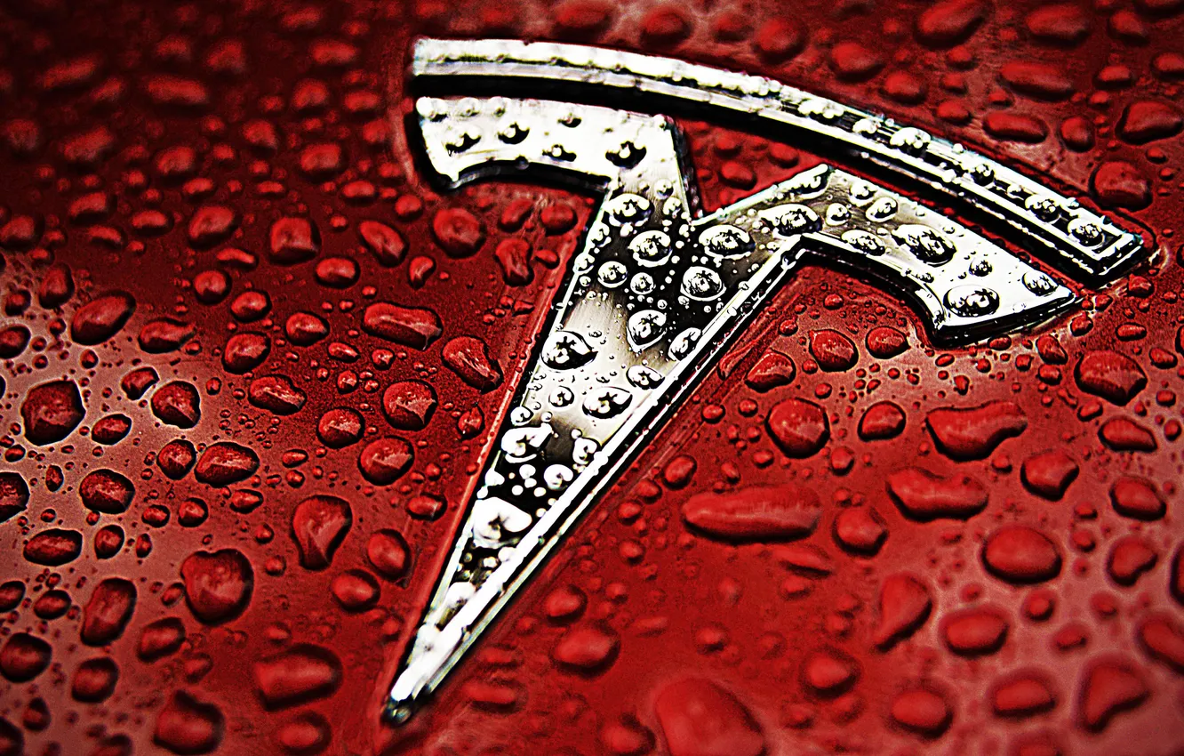 Фото обои silver, red, logo, Tesla Motors