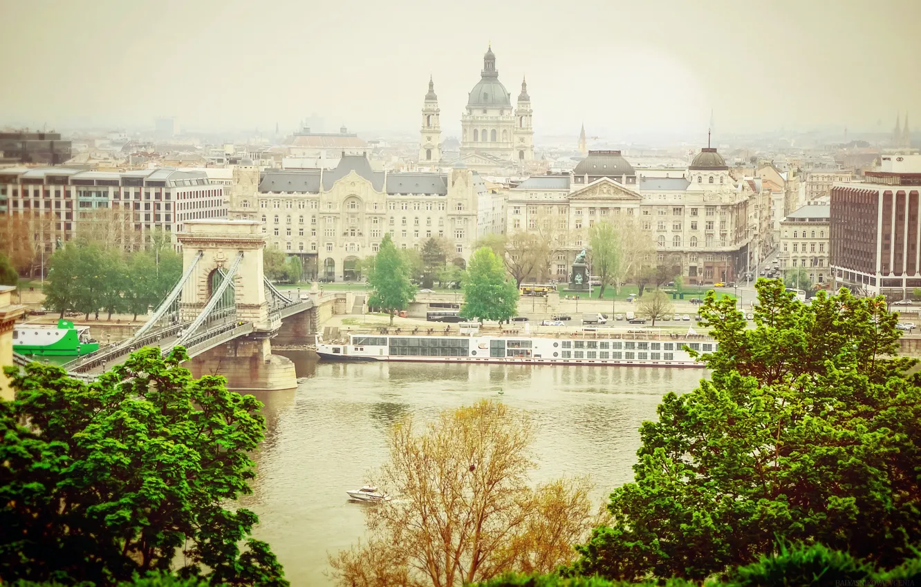 Фото обои вода, свет, город, река, здание, освещение, Hungary, Будапешт