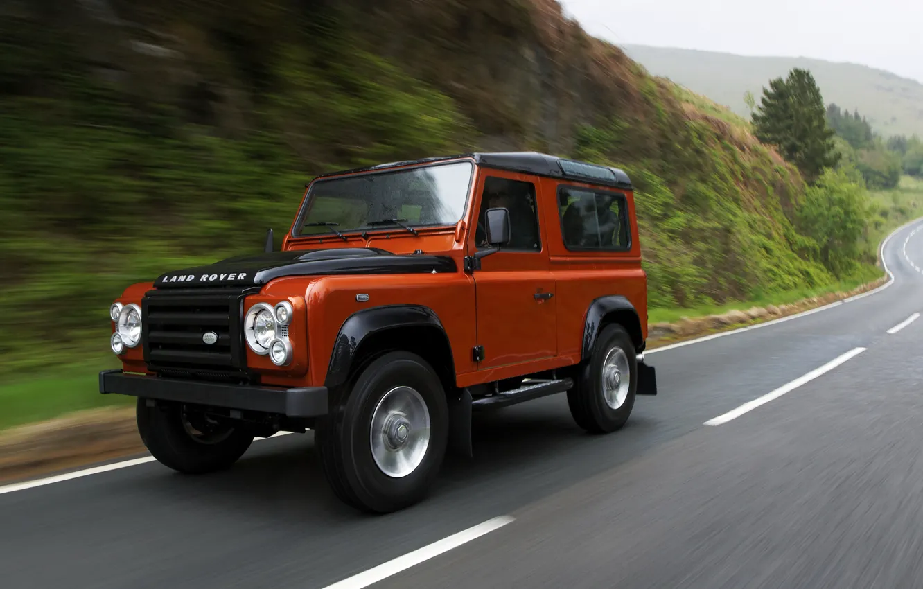 Фото обои дорога, Land Rover, 2009, Defender, Limited Edition