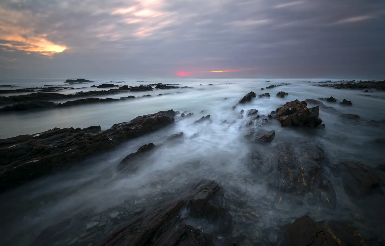 Фото обои море, скалы, каменная гряда