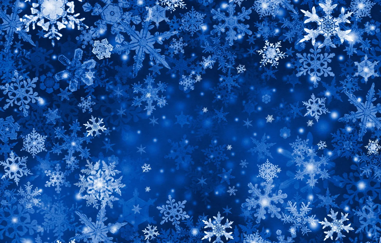 Фото обои снег, синий, снежинка