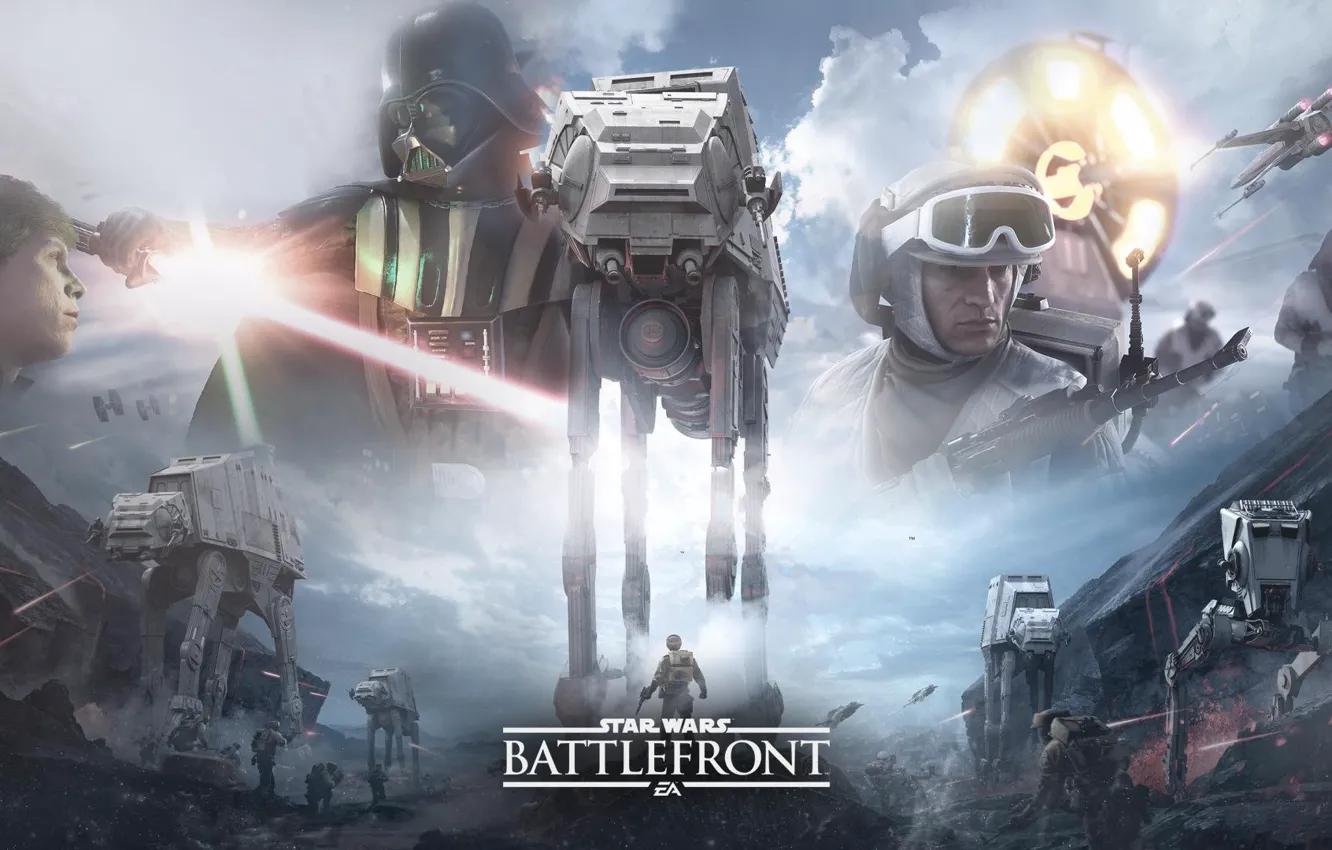 Фото обои игры, Darth Vader, Дарт Вейдер, Electronic Arts, AT-AT, Luke Skywalker, DICE, Повстанцы